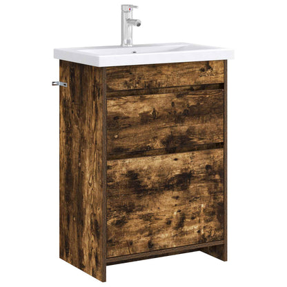 vidaXL Bathroom Under Sink Cabinet Smoked Oak 56 x 37.5 x 81 cm