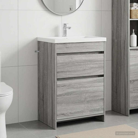 vidaXL Bathroom Under Sink Cabinet Grey Sonoma 56 x 37.5 x 81 cm