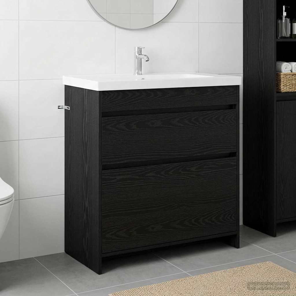 vidaXL Bathroom Under Sink Cabinet Black Oak 78.5 x 37.5 x 81 cm