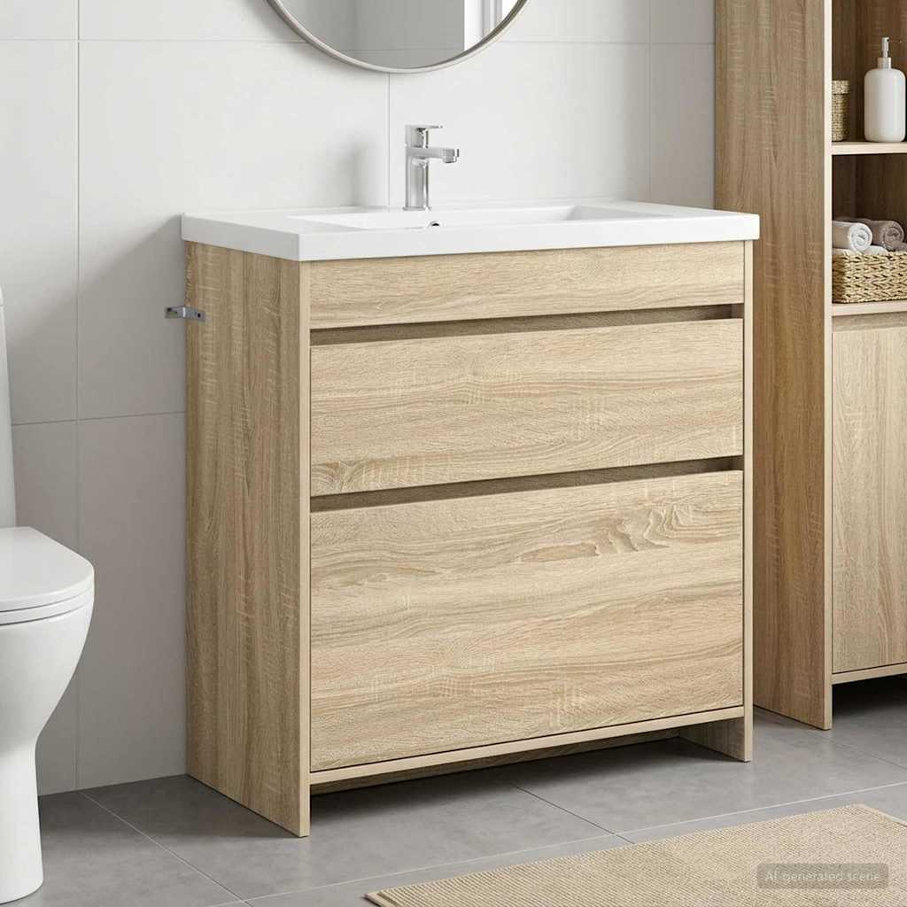 vidaXL Bathroom Under Sink Cabinet Sonoma Oak 78.5 x 37.5 x 81 cm