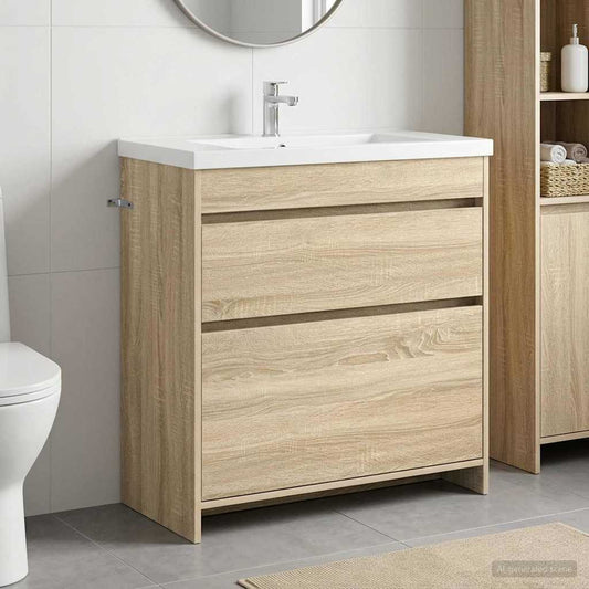vidaXL Bathroom Under Sink Cabinet Sonoma Oak 78.5 x 37.5 x 81 cm