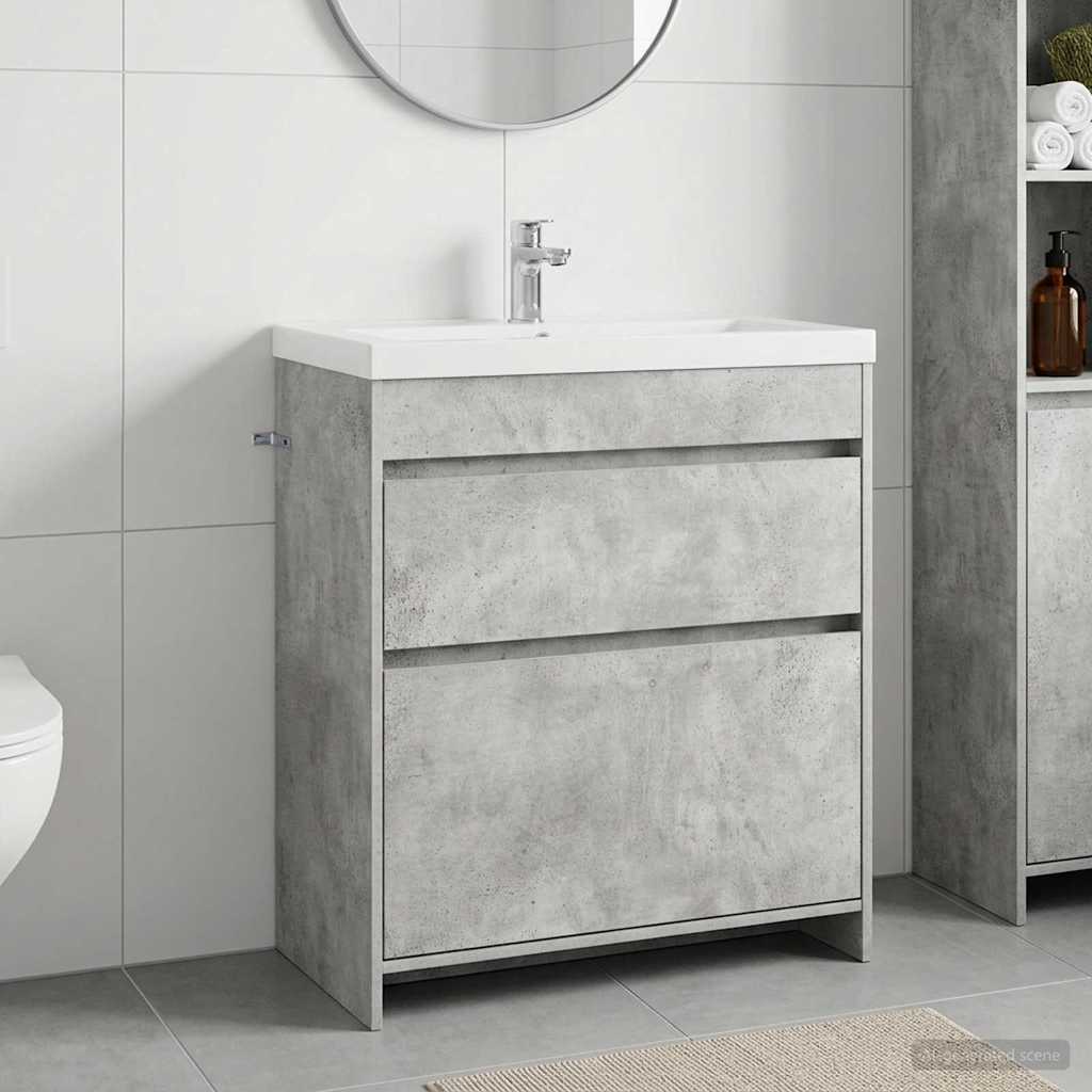 vidaXL Bathroom Under Sink Cabinet Concrete Grey 78.5 x 37.5 x 81 cm