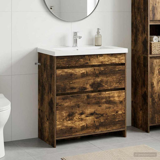 vidaXL Bathroom Under Sink Cabinet Smoked Oak 78.5 x 37.5 x 81 cm