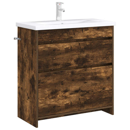vidaXL Bathroom Under Sink Cabinet Smoked Oak 78.5 x 37.5 x 81 cm