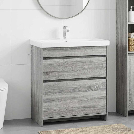 vidaXL Bathroom Under Sink Cabinet Grey Sonoma 78.5 x 37.5 x 81 cm