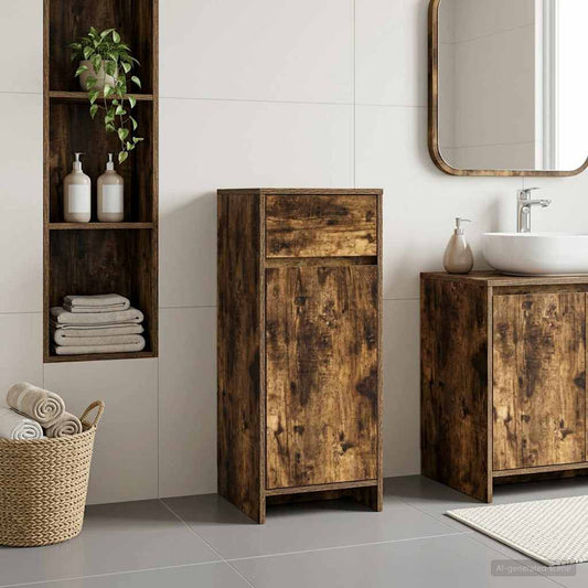 vidaXL Bathroom Cabinet Smoked Oak 35 x 36.5 x 85 cm Engineered Wood
