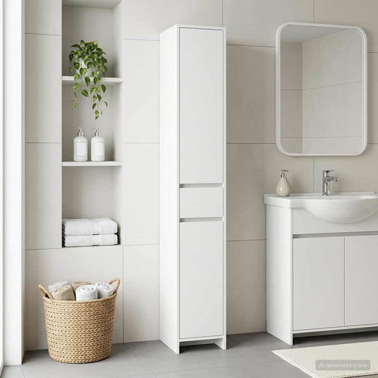 vidaXL Bathroom Cabinet White 30 x 33 x 190 cm Engineered Wood