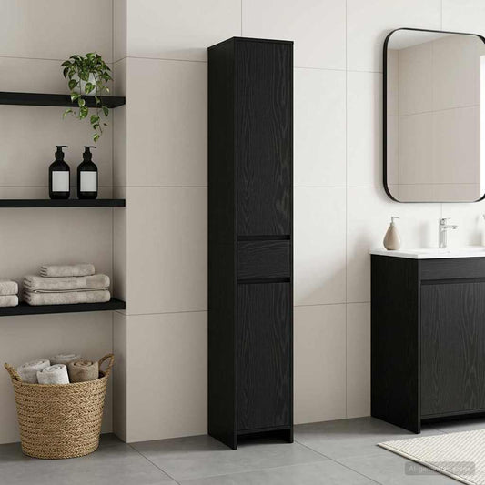 vidaXL Bathroom Cabinet Black Oak 30 x 33 x 190 cm Engineered Wood