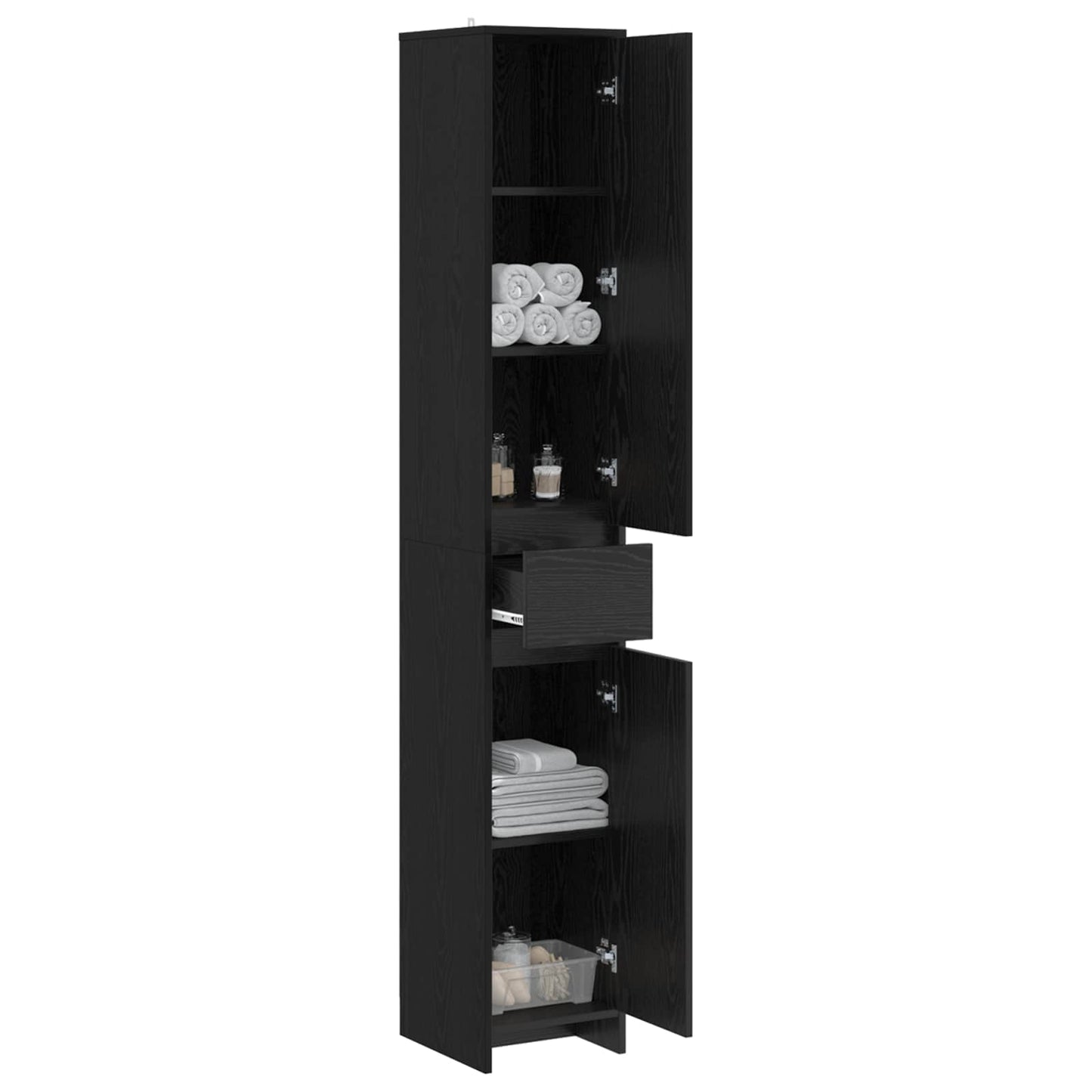 vidaXL Bathroom Cabinet Black Oak 30 x 33 x 190 cm Engineered Wood