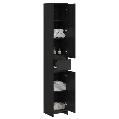 vidaXL Bathroom Cabinet Black Oak 30 x 33 x 190 cm Engineered Wood