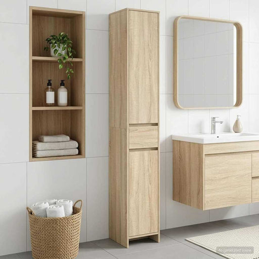 vidaXL Bathroom Cabinet Sonoma Oak 30 x 33 x 190 cm Engineered Wood