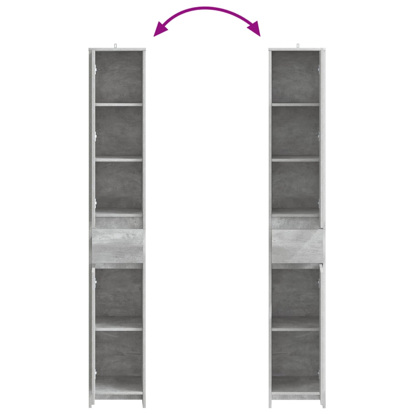 vidaXL Bathroom Cabinet Concrete Grey 30 x 33 x 190 cm Engineered Wood
