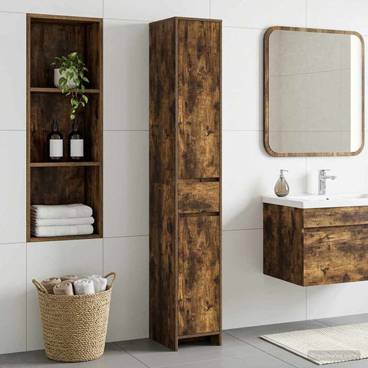 vidaXL Bathroom Cabinet Smoked Oak 30 x 33 x 190 cm Engineered Wood