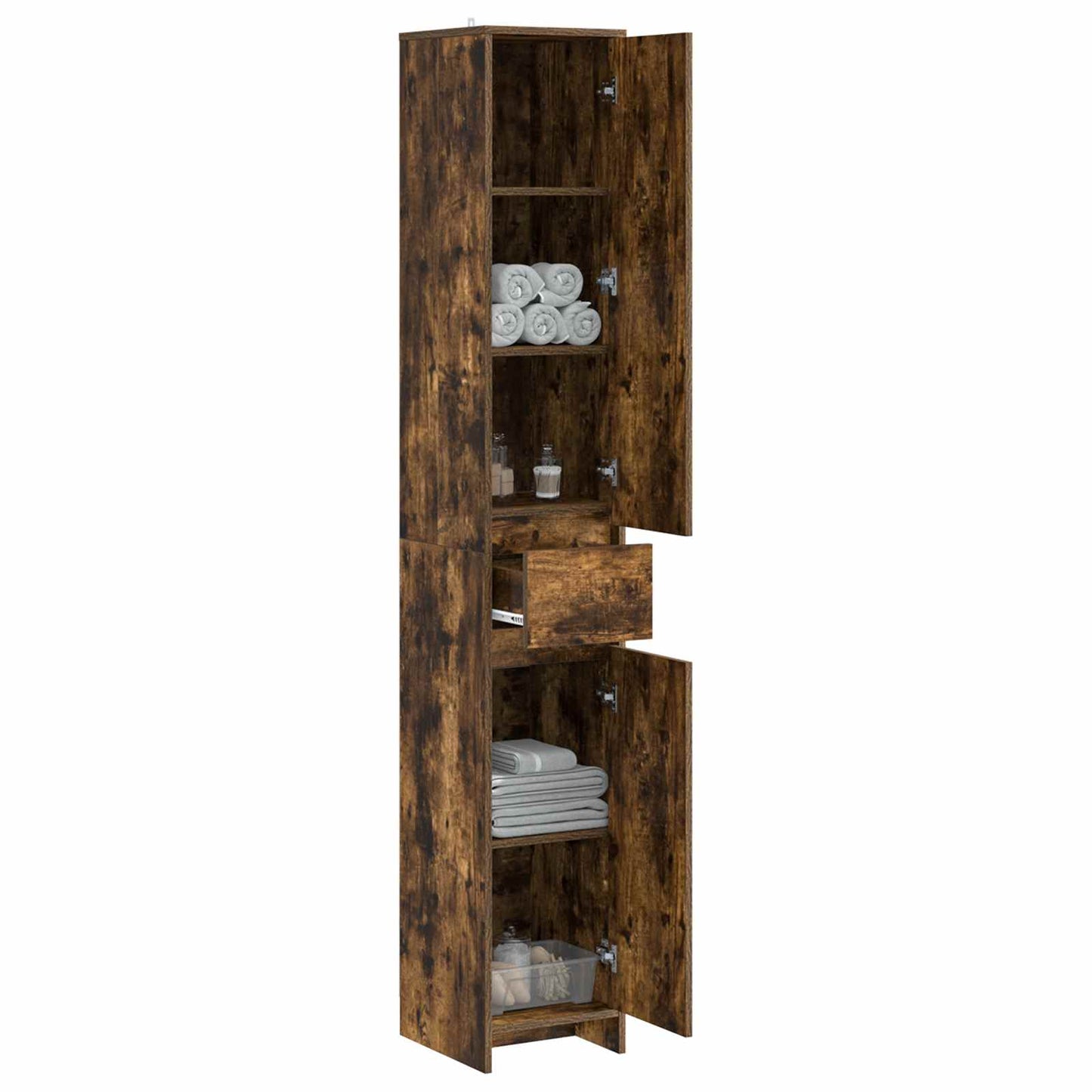 vidaXL Bathroom Cabinet Smoked Oak 30 x 33 x 190 cm Engineered Wood