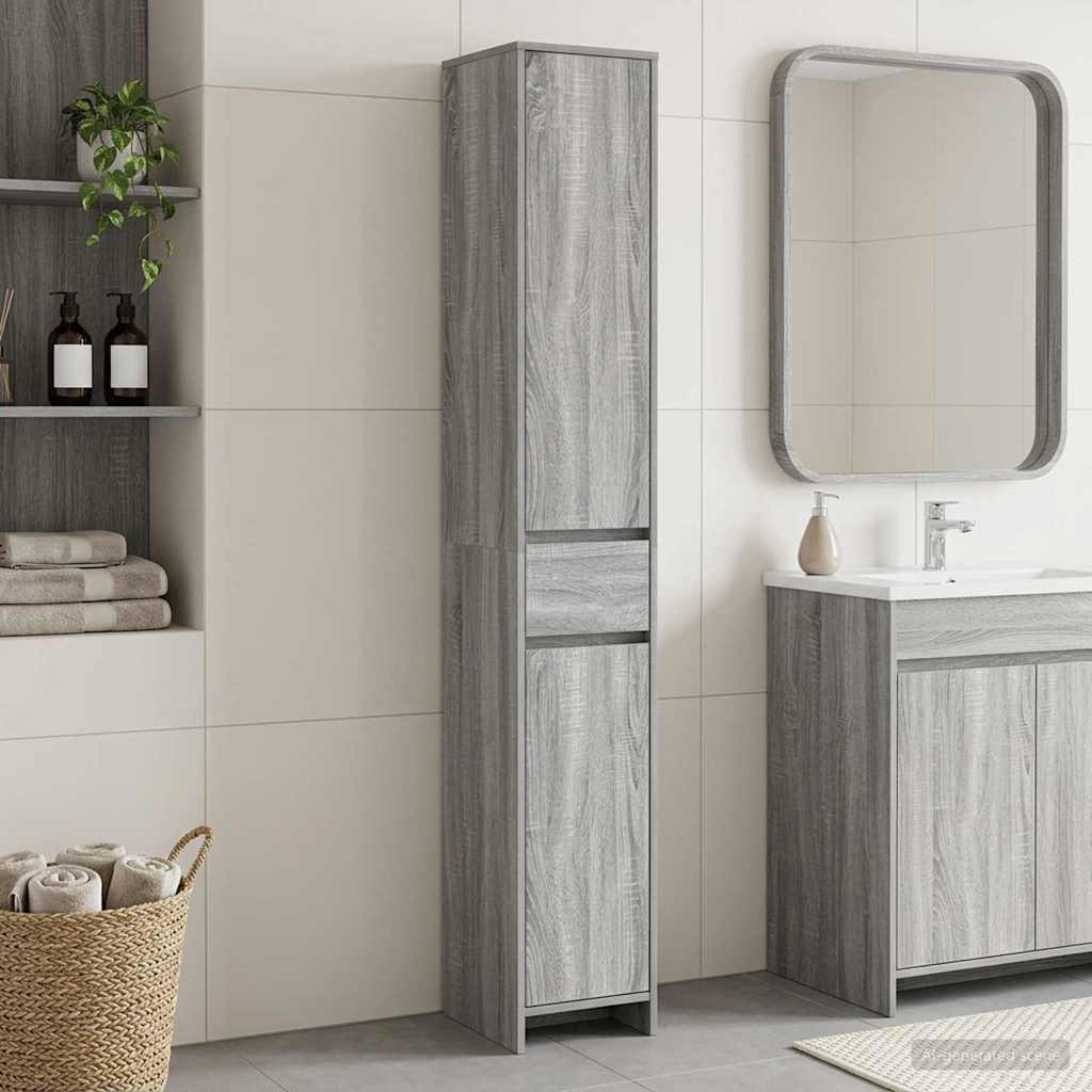 vidaXL Bathroom Cabinet Grey Sonoma 30 x 33 x 190 cm Engineered Wood