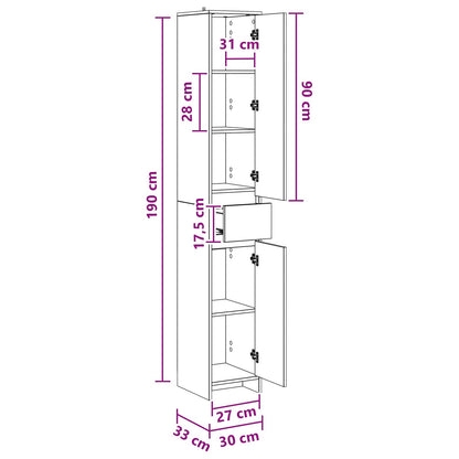 vidaXL Bathroom Cabinet Grey Sonoma 30 x 33 x 190 cm Engineered Wood