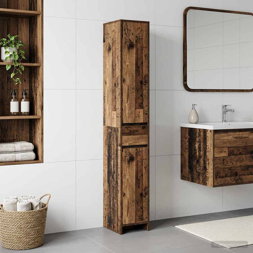 vidaXL Bathroom Cabinet Old Wood 30 x 33 x 190 cm Engineered Wood
