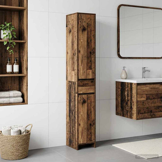 vidaXL Bathroom Cabinet Old Wood 30 x 33 x 190 cm Engineered Wood