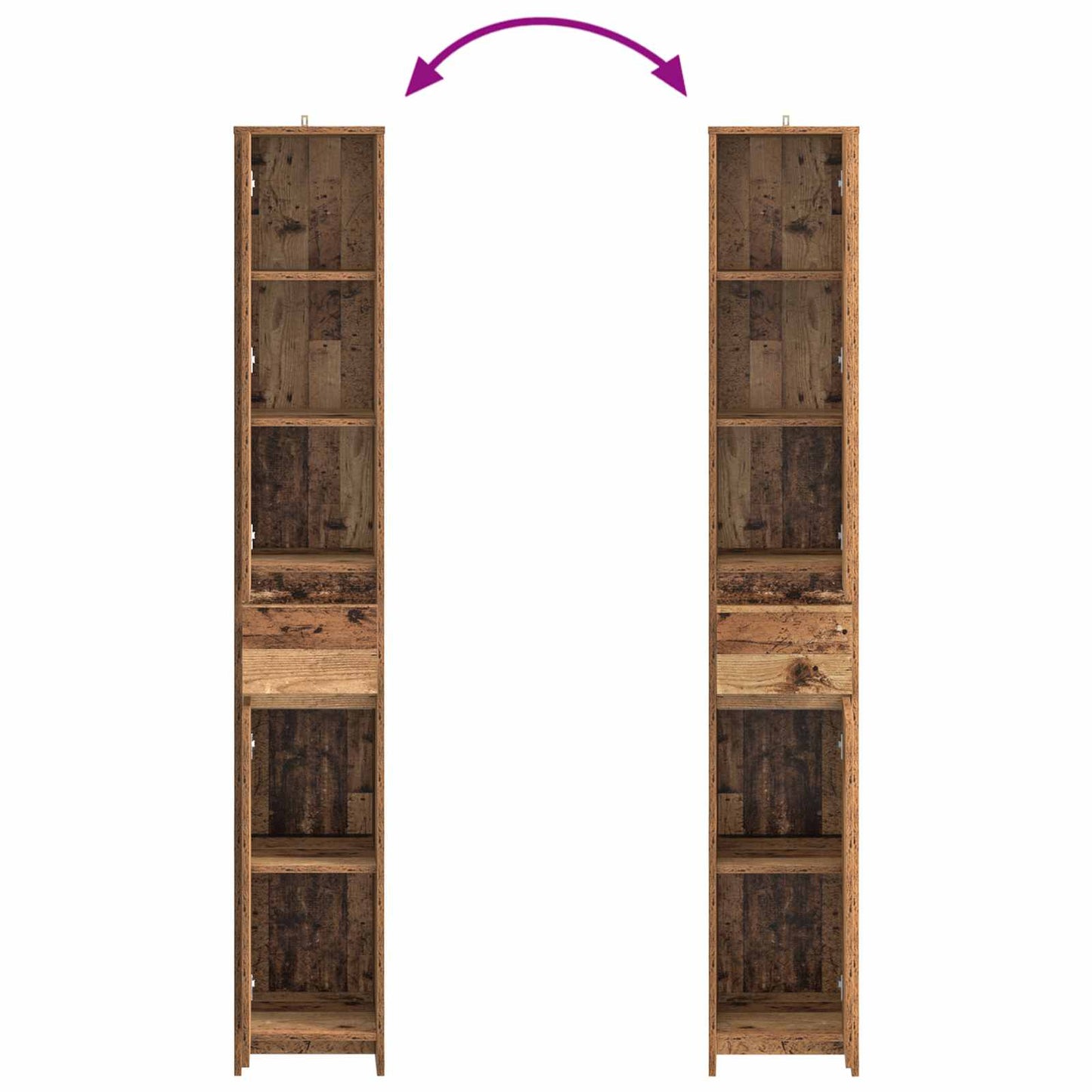 vidaXL Bathroom Cabinet Old Wood 30 x 33 x 190 cm Engineered Wood