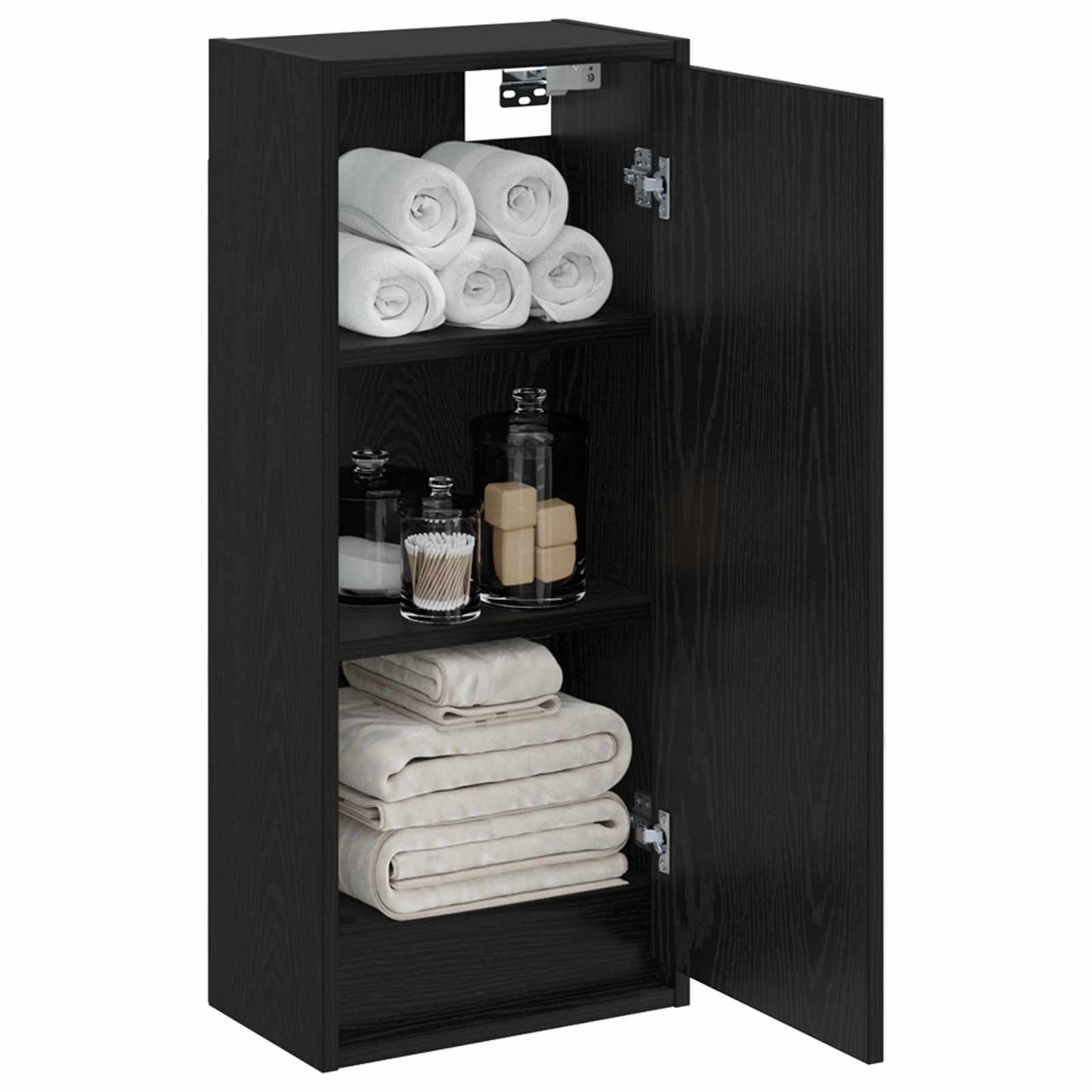 vidaXL Wall-mounted Sink Vanity Black Oak 35 x 20 x 81 cm