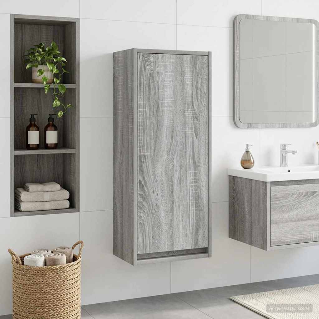 vidaXL Wall-mounted Sink Vanity Grey Sonoma 35 x 20 x 81 cm