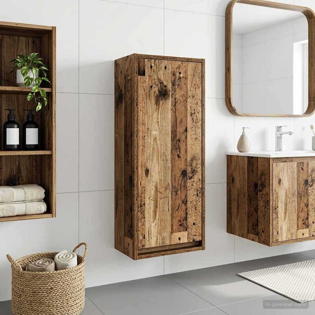 vidaXL Wall-mounted Sink Vanity Old Wood 35 x 20 x 81 cm