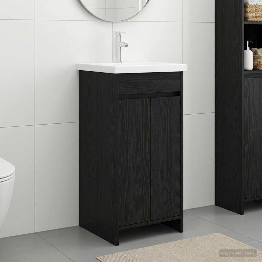 vidaXL Bathroom Vanity with Sink Black Oak 42 x 40 x 84.5 cm