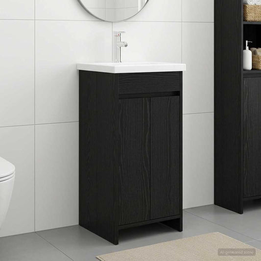 vidaXL Bathroom Vanity with Sink Black Oak 42 x 40 x 84.5 cm