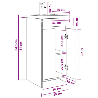 vidaXL Bathroom Vanity with Sink Sonoma Oak 42 x 40 x 84.5 cm