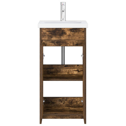 vidaXL Bathroom Vanity with Sink Smoked Oak 42 x 40 x 84.5 cm