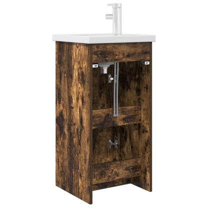vidaXL Bathroom Vanity with Sink Smoked Oak 42 x 40 x 84.5 cm