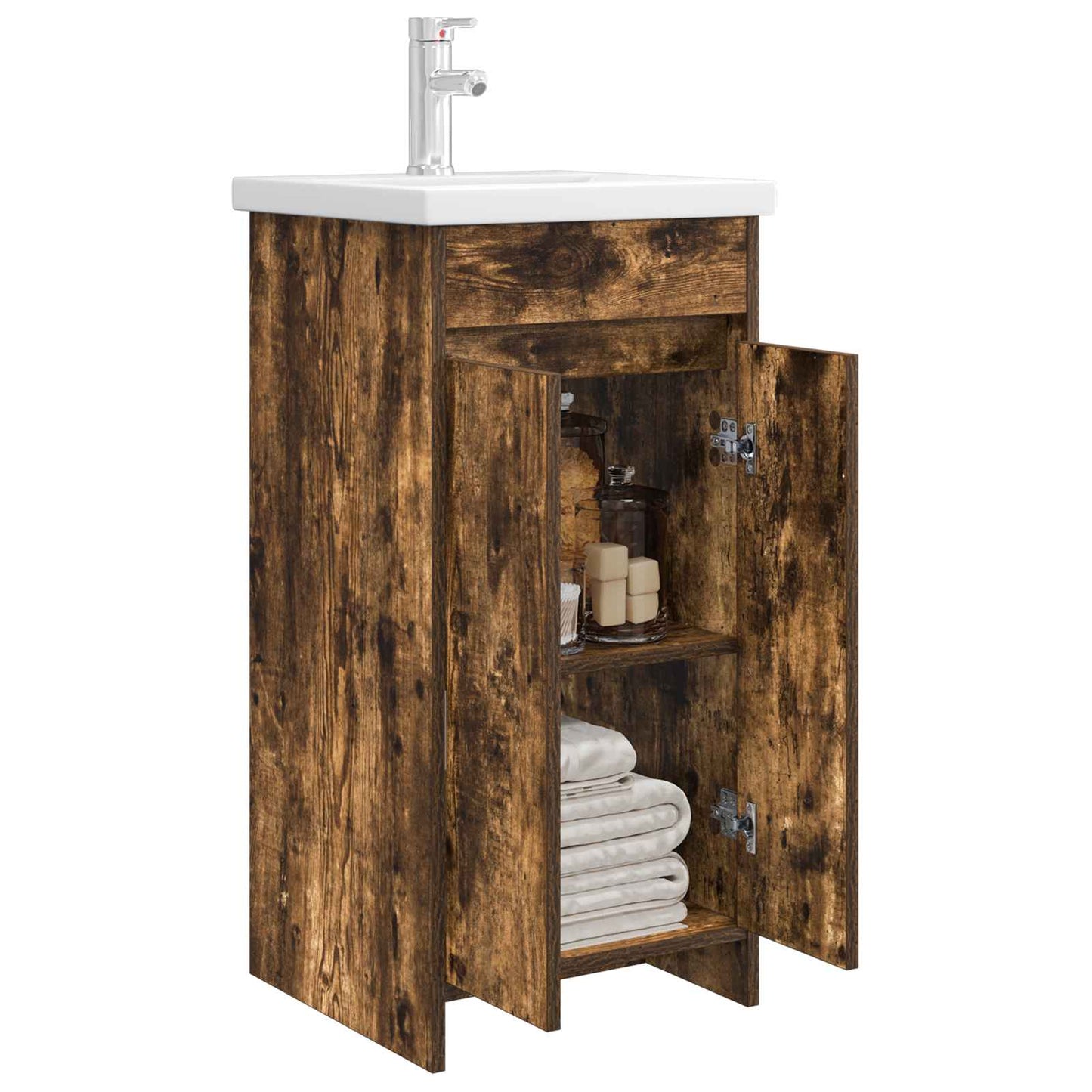 vidaXL Bathroom Vanity with Sink Smoked Oak 42 x 40 x 84.5 cm