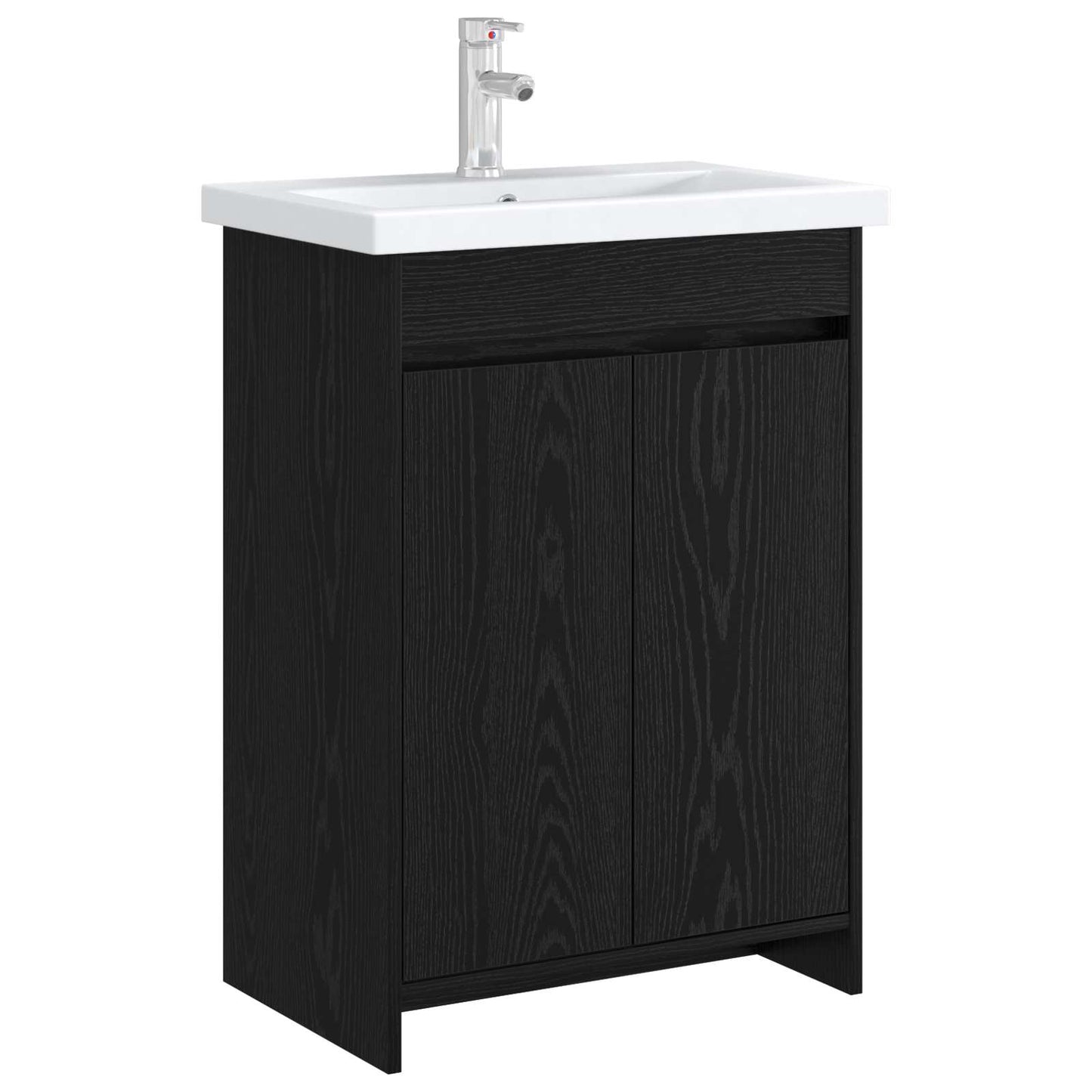 vidaXL Bathroom Under Sink Cabinet Black Oak 56 x 37.5 x 81 cm