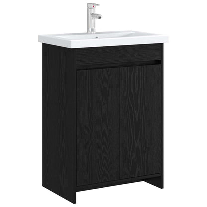 vidaXL Bathroom Under Sink Cabinet Black Oak 56 x 37.5 x 81 cm