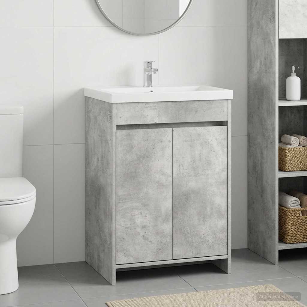 vidaXL Bathroom Under Sink Cabinet Concrete Grey 56 x 37.5 x 81 cm