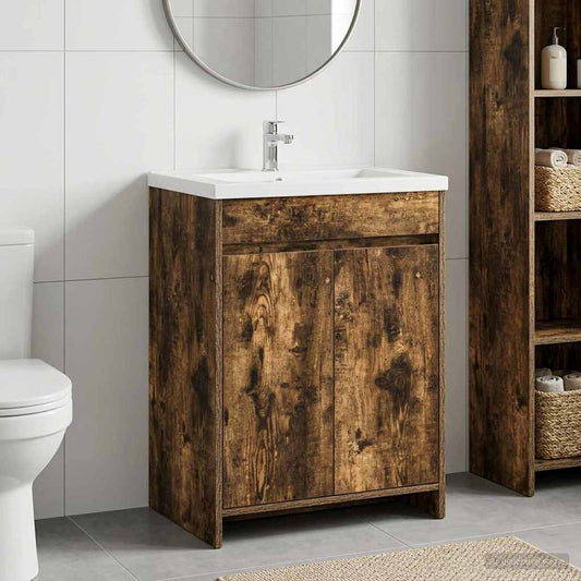 vidaXL Bathroom Under Sink Cabinet Smoked Oak 56 x 37.5 x 81 cm