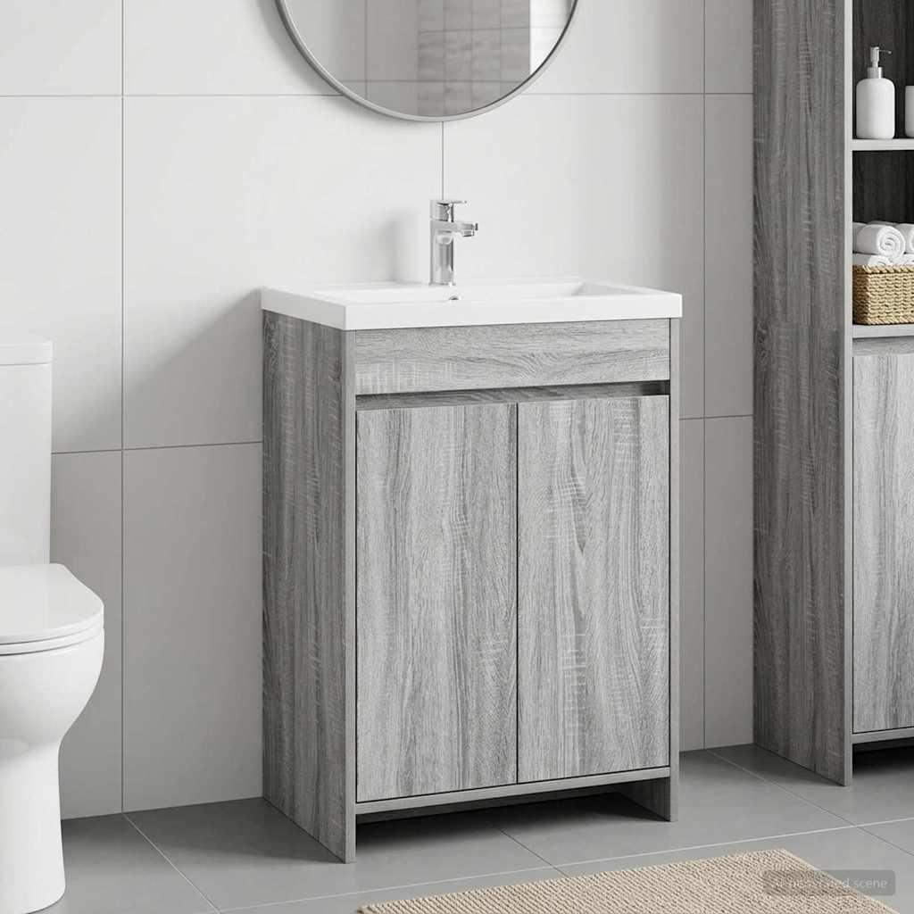 vidaXL Bathroom Under Sink Cabinet Grey Sonoma 56 x 37.5 x 81 cm