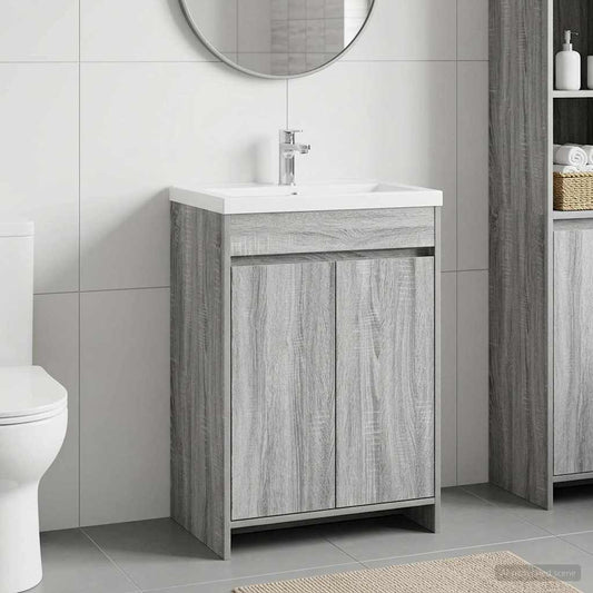 vidaXL Bathroom Under Sink Cabinet Grey Sonoma 56 x 37.5 x 81 cm