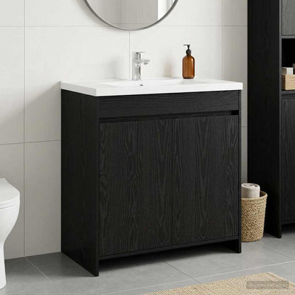 vidaXL Bathroom Under Sink Cabinet Black Oak 78.5 x 37.5 x 81 cm