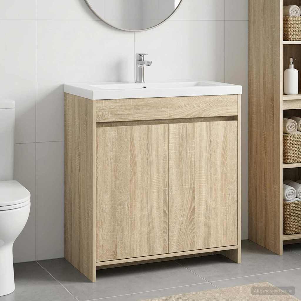 vidaXL Bathroom Under Sink Cabinet Sonoma Oak 78.5 x 37.5 x 81 cm