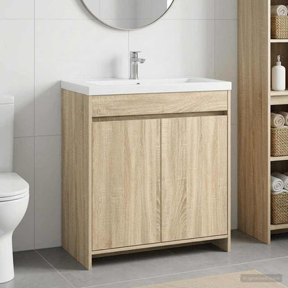 vidaXL Bathroom Under Sink Cabinet Sonoma Oak 78.5 x 37.5 x 81 cm