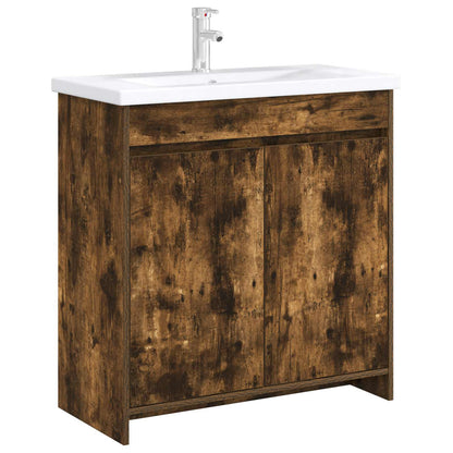 vidaXL Bathroom Under Sink Cabinet Smoked Oak 78.5 x 37.5 x 81 cm