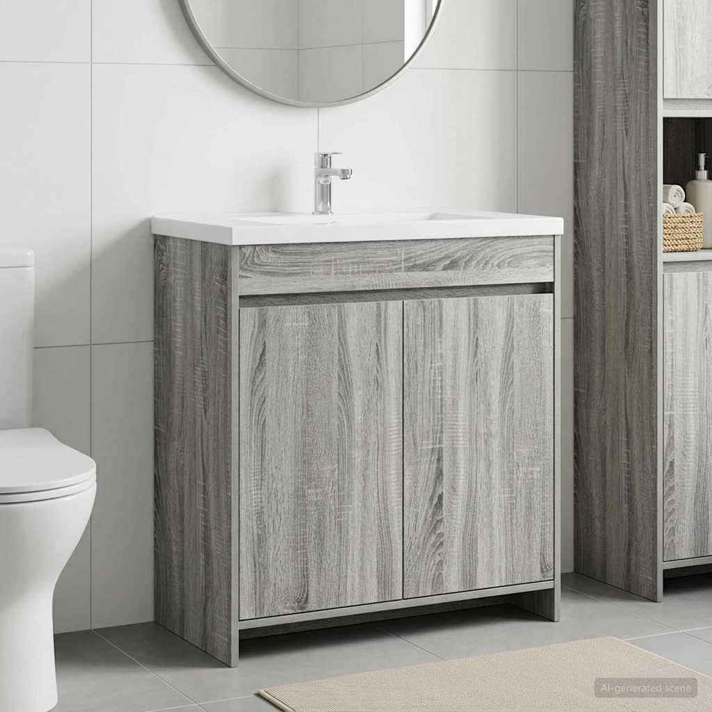 vidaXL Bathroom Under Sink Cabinet Grey Sonoma 78.5 x 37.5 x 81 cm