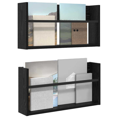 vidaXL Magazine Rack 2 pcs Black Oak 60 x 12 x 30 cm Engineered Wood