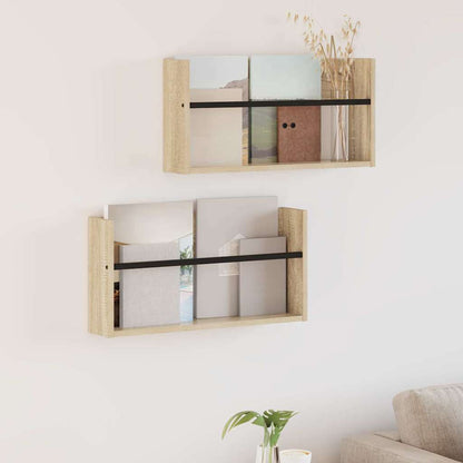 vidaXL Magazine Rack 2 pcs Sonoma Oak 60 x 12 x 30 cm Engineered Wood