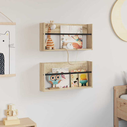 vidaXL Magazine Rack 2 pcs Sonoma Oak 60 x 12 x 30 cm Engineered Wood