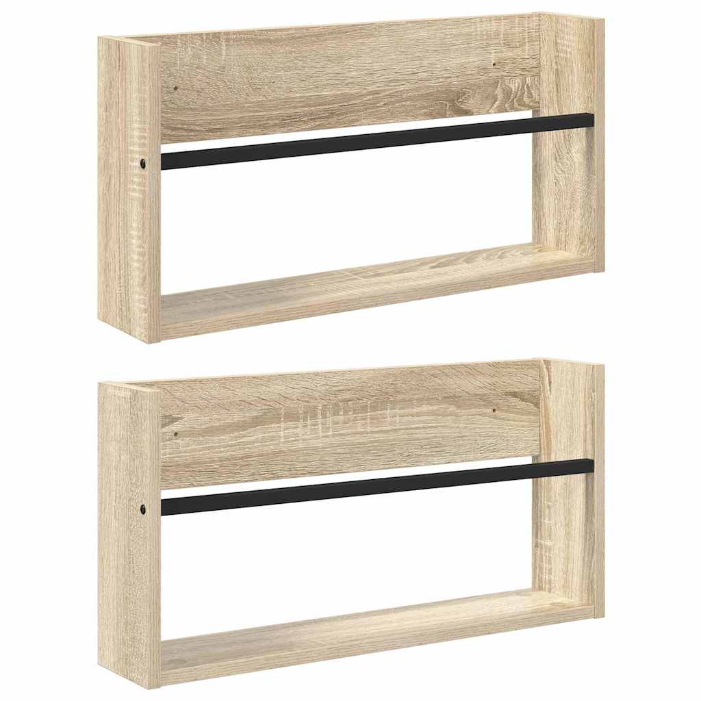 vidaXL Magazine Rack 2 pcs Sonoma Oak 60 x 12 x 30 cm Engineered Wood