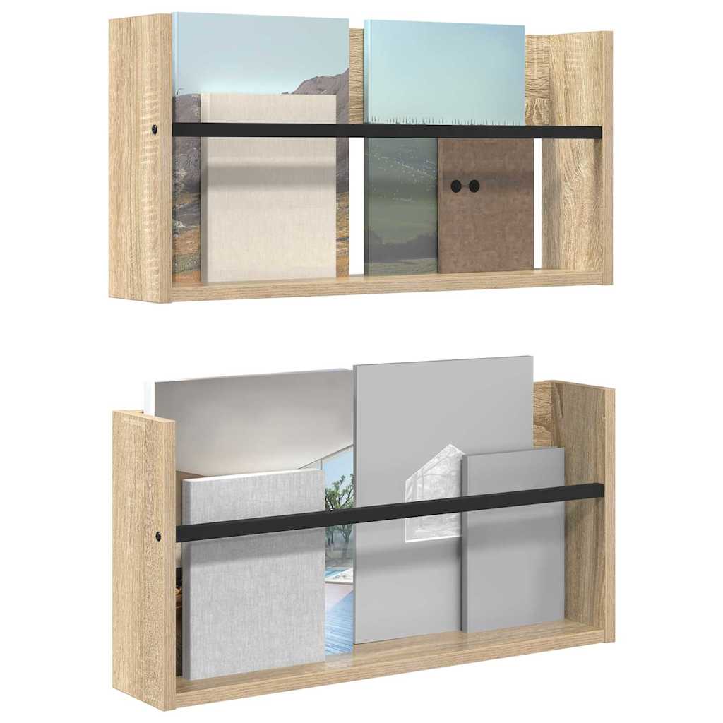 vidaXL Magazine Rack 2 pcs Sonoma Oak 60 x 12 x 30 cm Engineered Wood