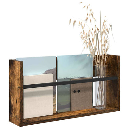 vidaXL Magazine Rack Smoked Oak 60 x 12 x 30 cm Engineered Wood