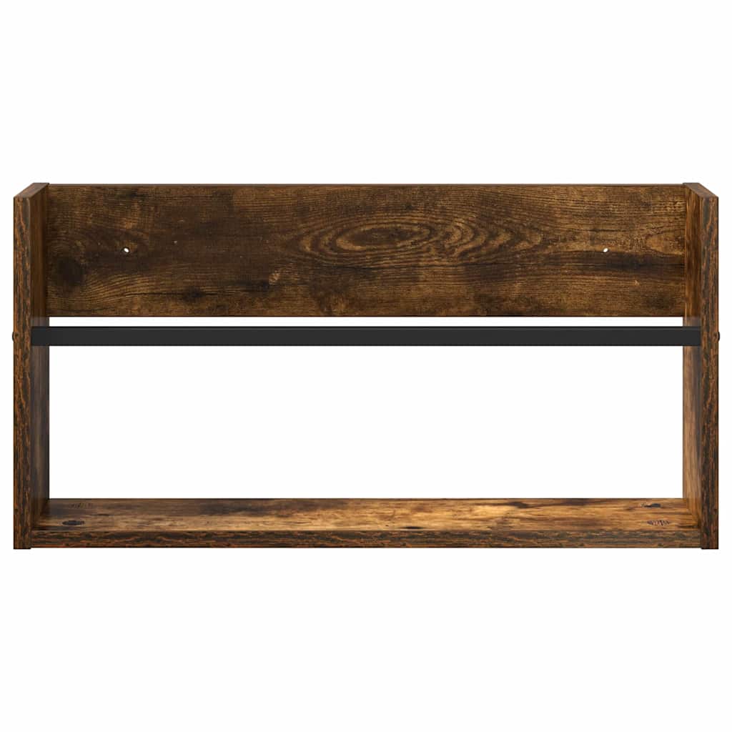 vidaXL Magazine Rack 2 pcs Smoked Oak 60 x 12 x 30 cm Engineered Wood